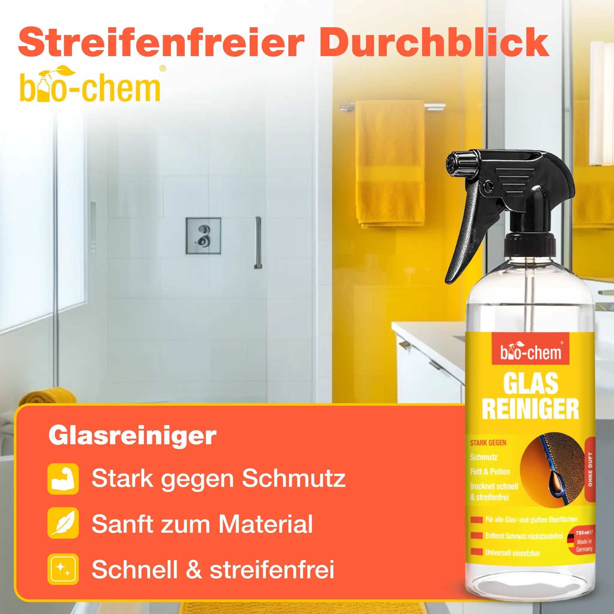 Glasreiniger ohne Duftstoffe – streifenfreier Durchblick mit bio‑chem – Artikel 9000165