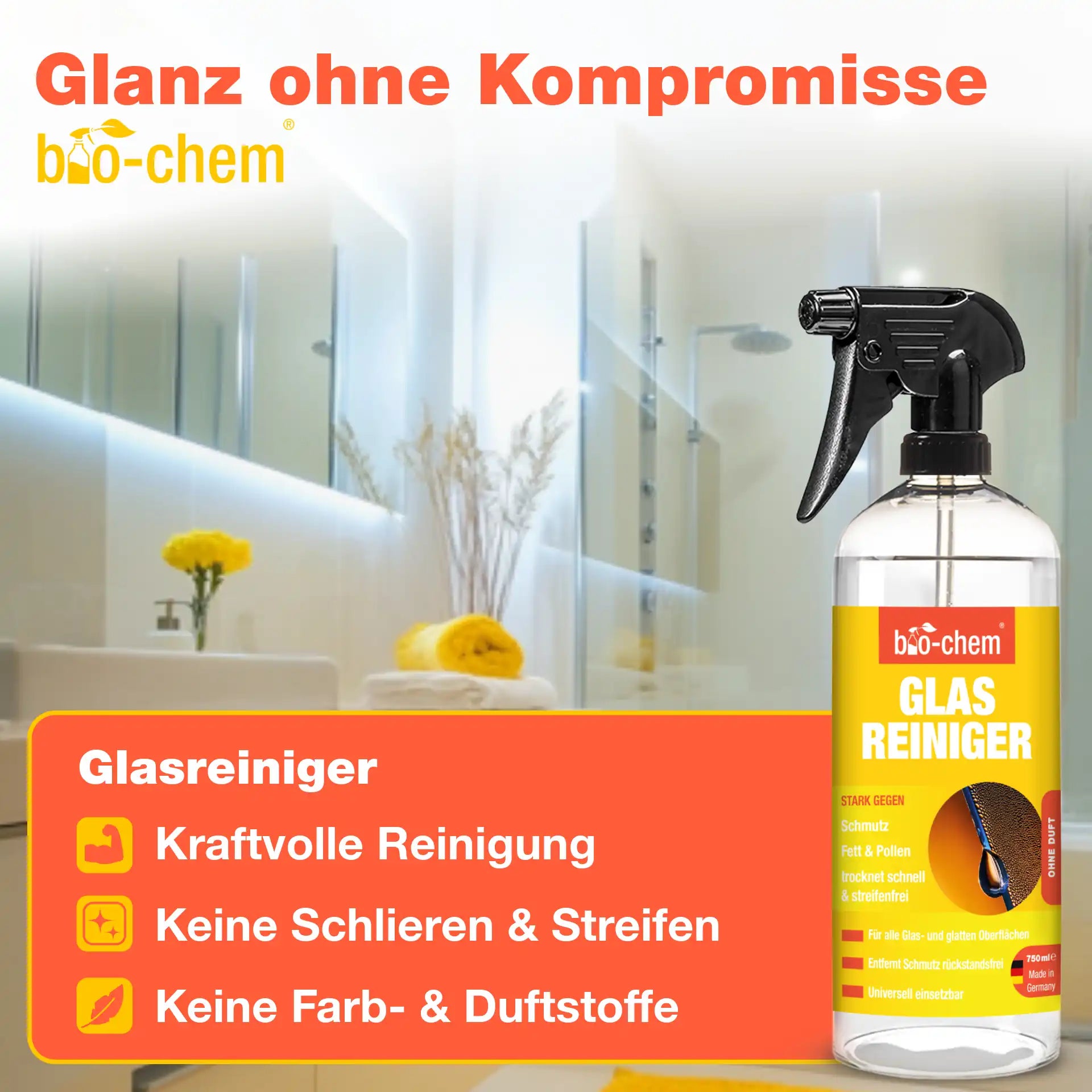 Streifenfreier Glasreiniger ohne Duftstoffe von bio‑chem – Artikel 9000164