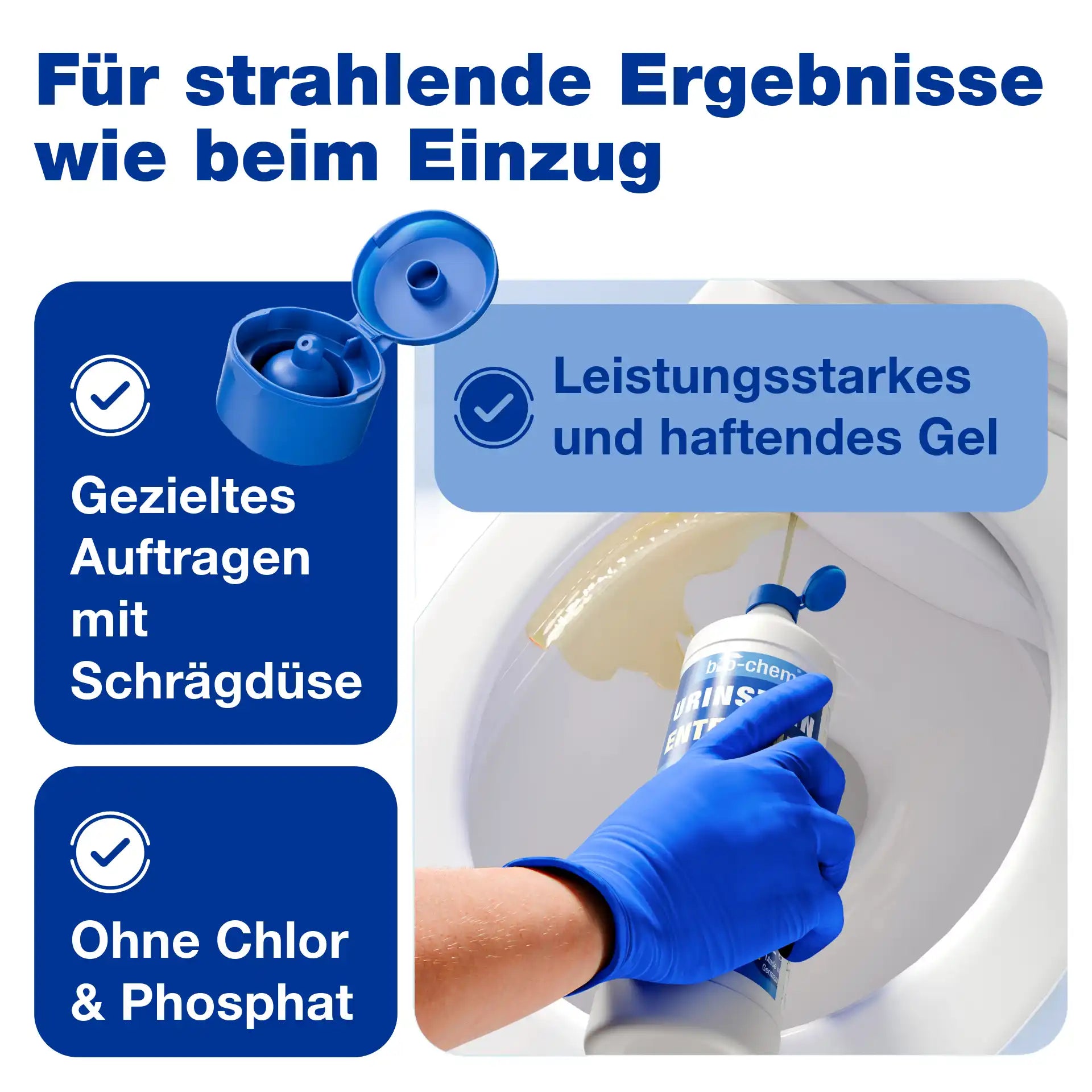 Urinsteinentferner mit haftendem Gel und Schrägdüse – ohne Chlor & Phosphat – Artikel 9000192