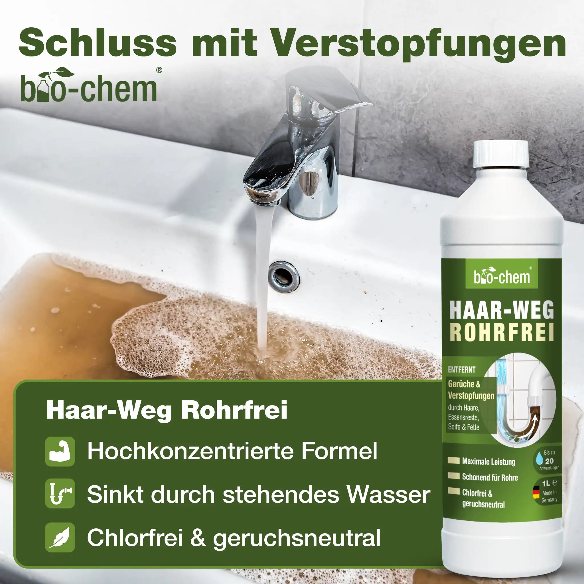 Haar-Weg Rohrfrei – effektiver Rohrreiniger bei Verstopfungen – Artikel 9000165