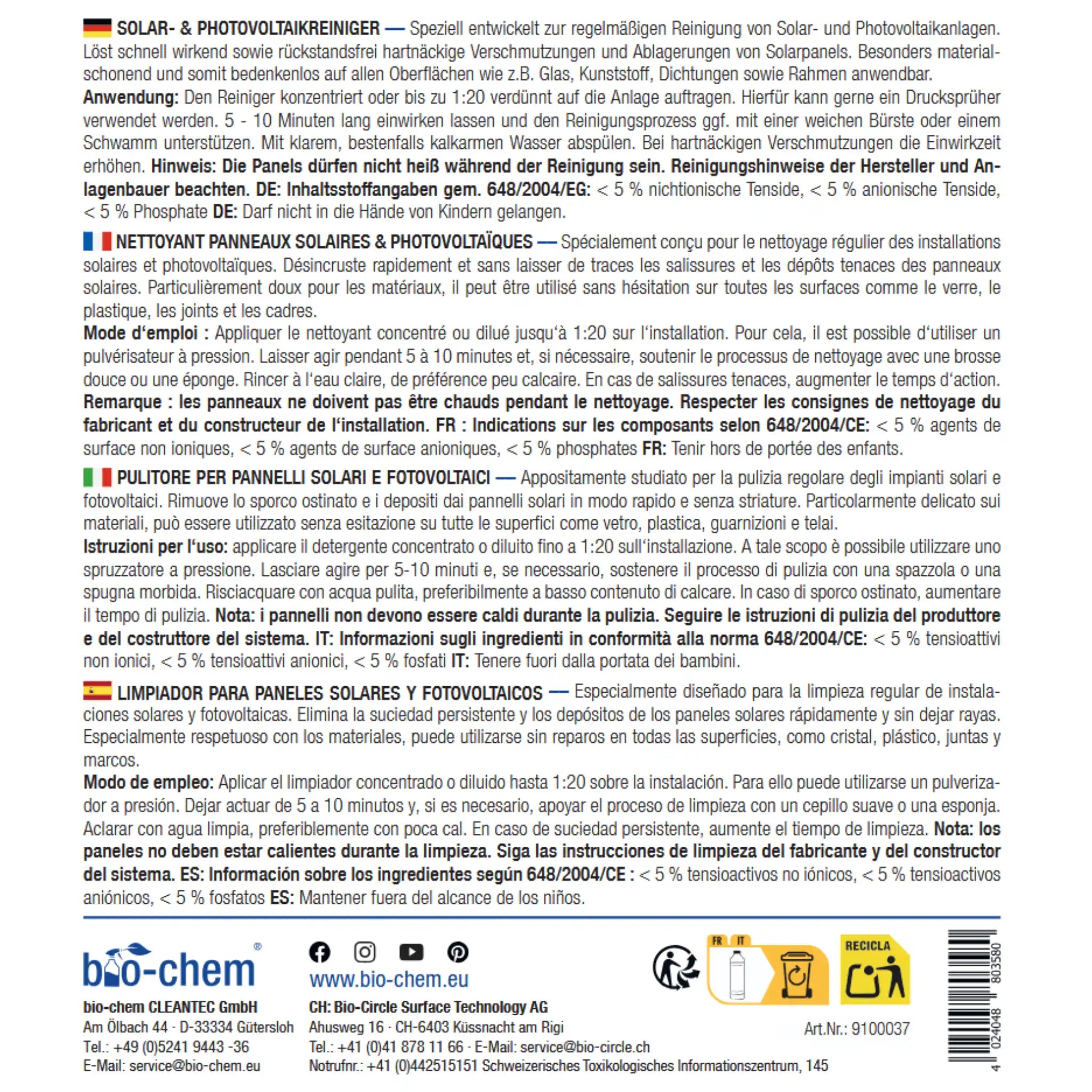 Solar- und Photovoltaikreiniger (5 L)