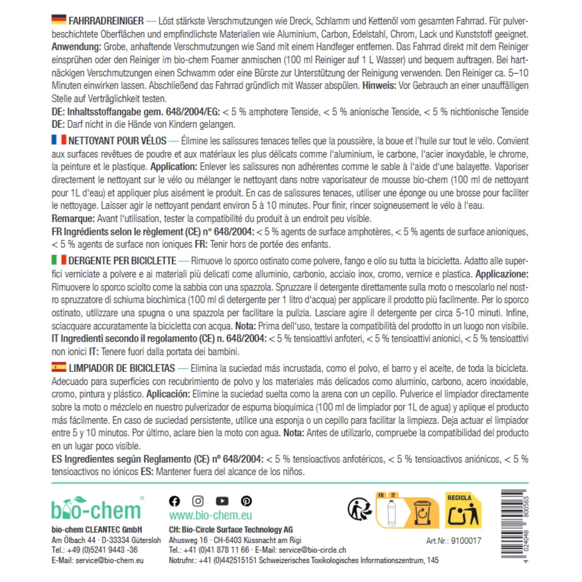 Fahrradreiniger (750 ML)