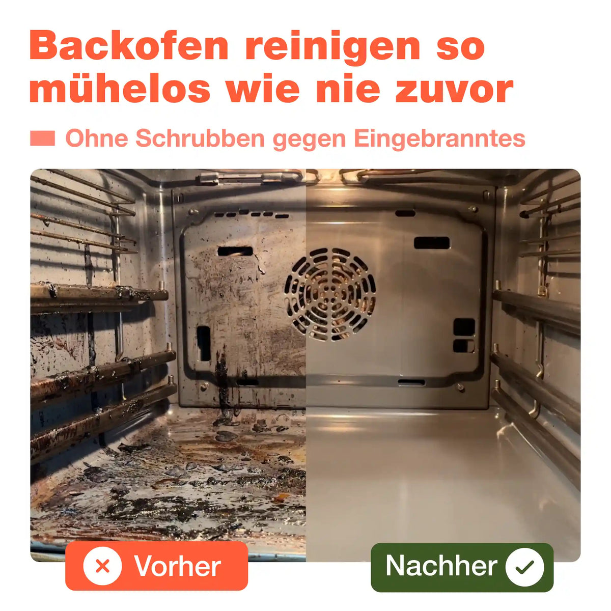 Backofenreiniger Anwendung vorher nachher Ergebnis
