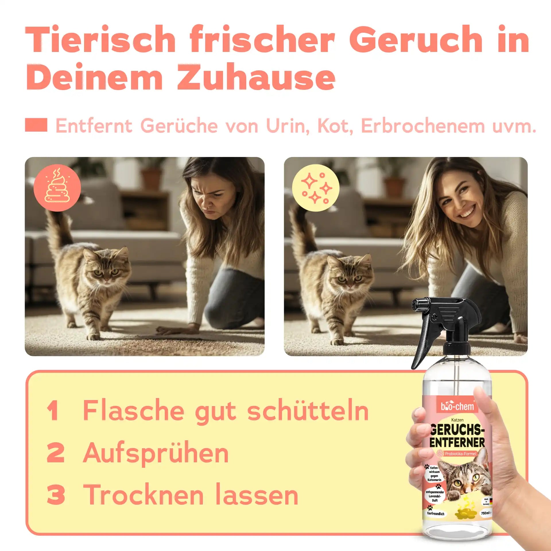 Geruchsentferner Katze (750 ML)
