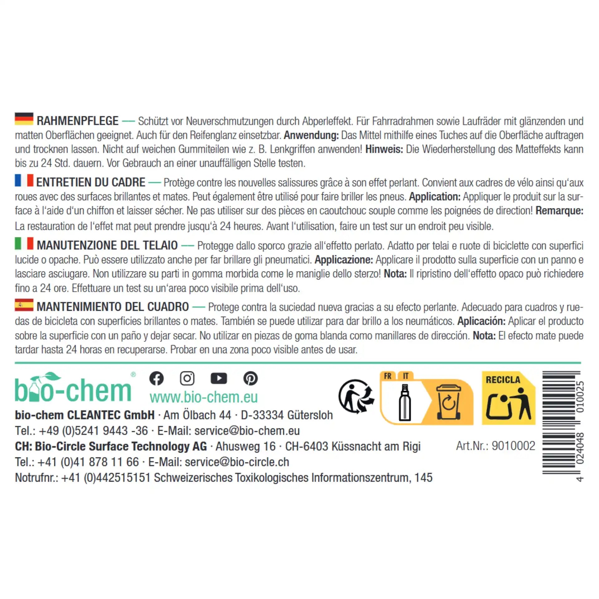 Rahmenpflege Fahrrad (100 ML)