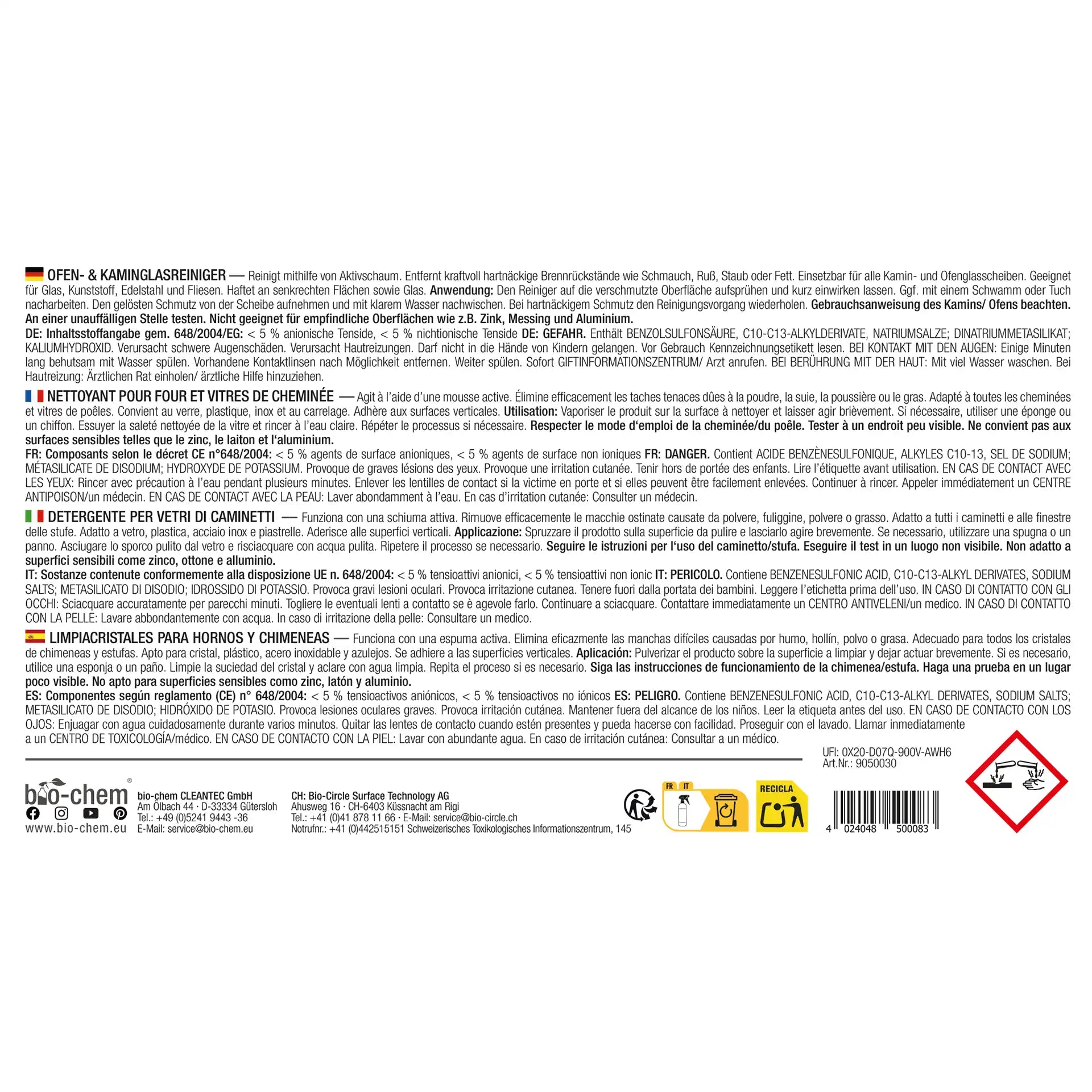 Kaminscheibenreiniger (500 ML + Tuch)