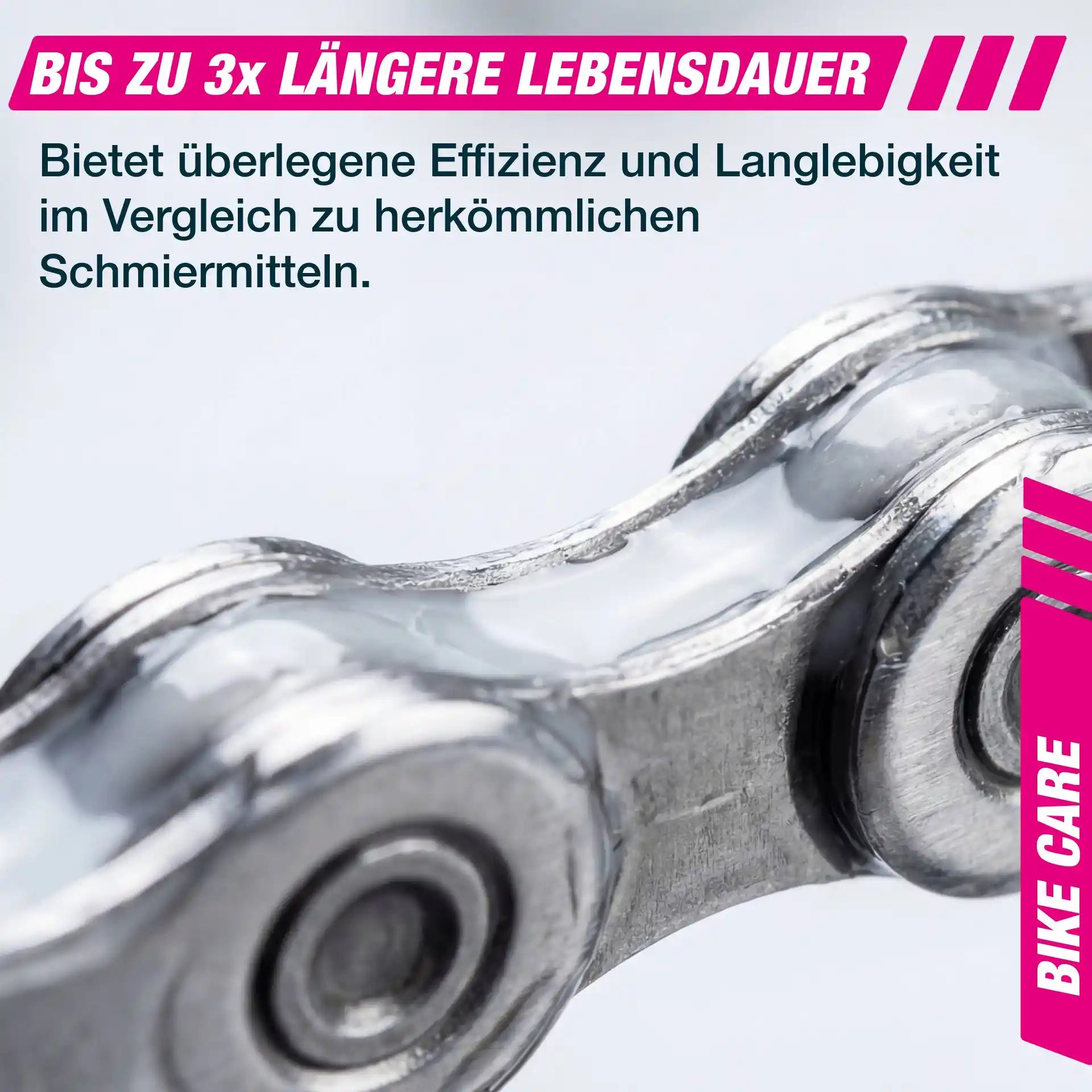 Bis zu 3x längere Lebensdauer der Fahrradkette durch effizientes Kettenwachs.