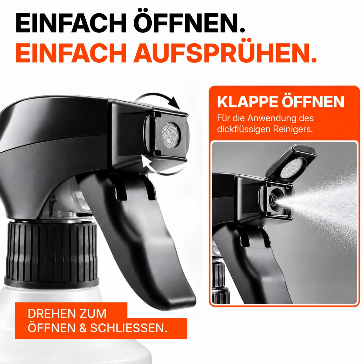 Kaminscheibenreiniger Sprühkopf Anwendung