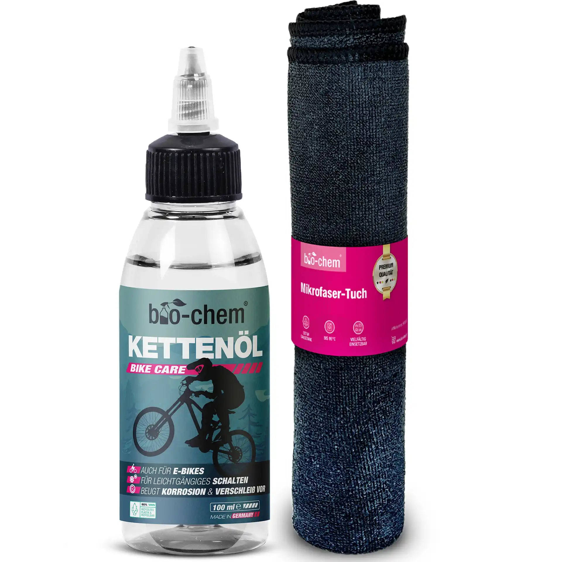 Kettenöl-Set mit Mikrofasertuch – Schmieröl für Fahrräder
