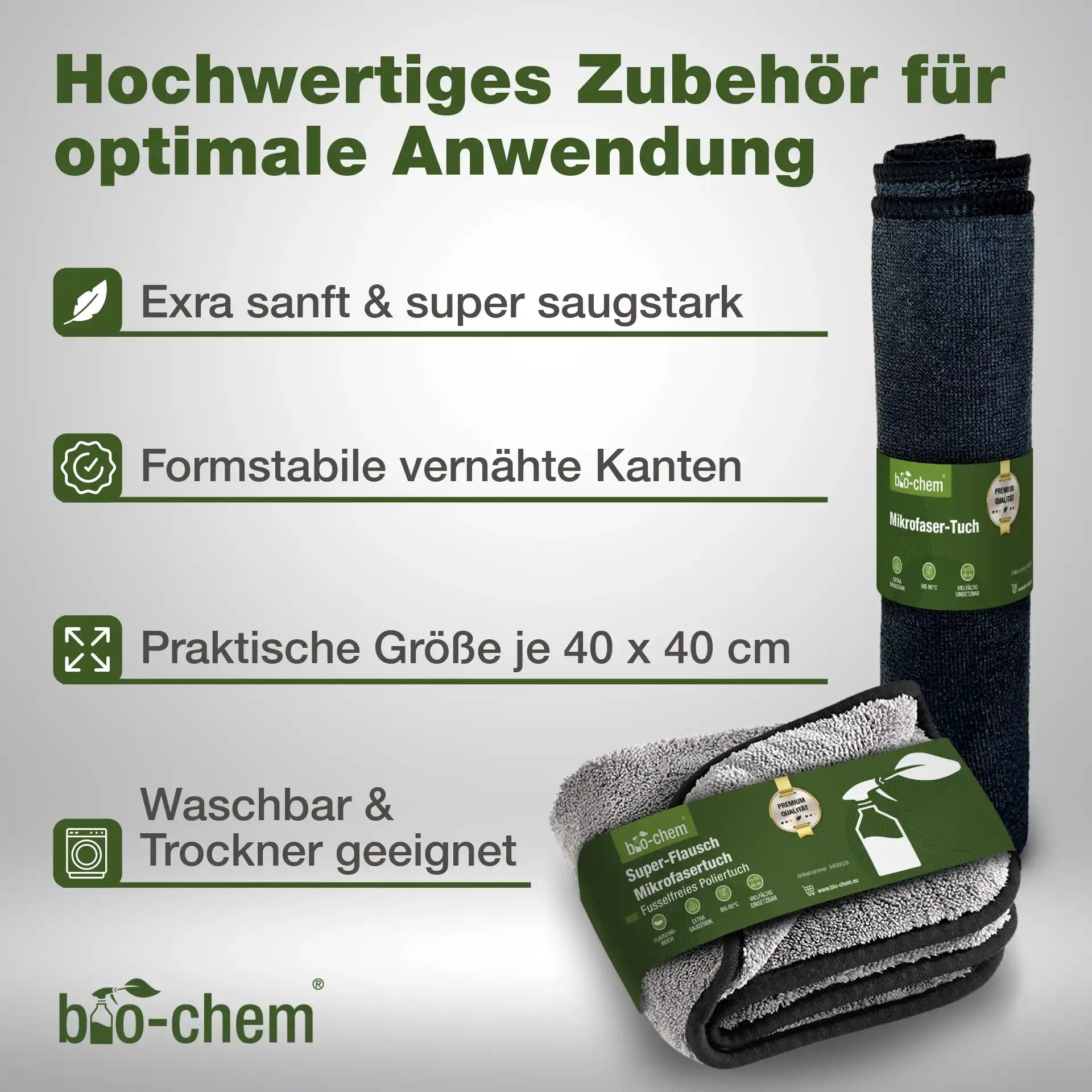 Mikrofaser-Zubehör für effektive Reinigung – im Set enthalten – Artikel 9000296