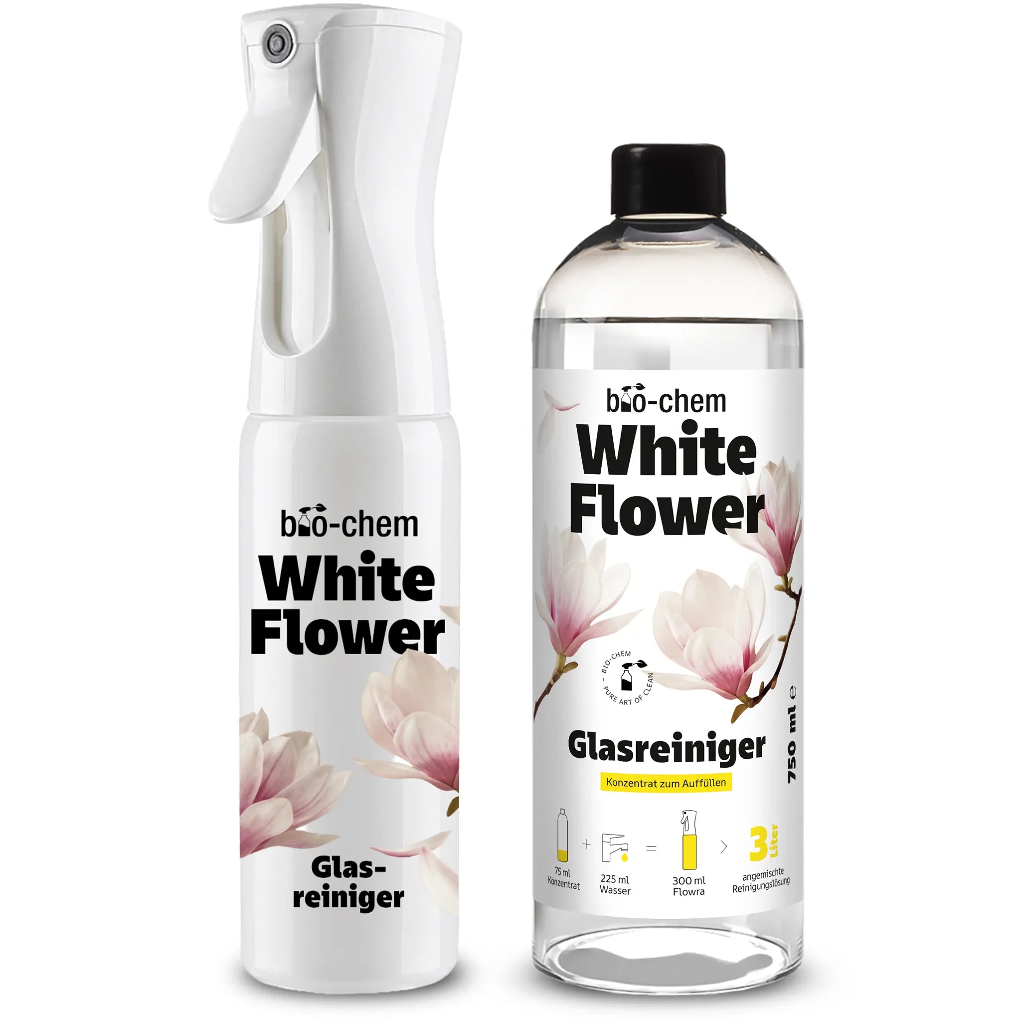 White Flower Glasreiniger Konzentrat (750 ML + Flowra)