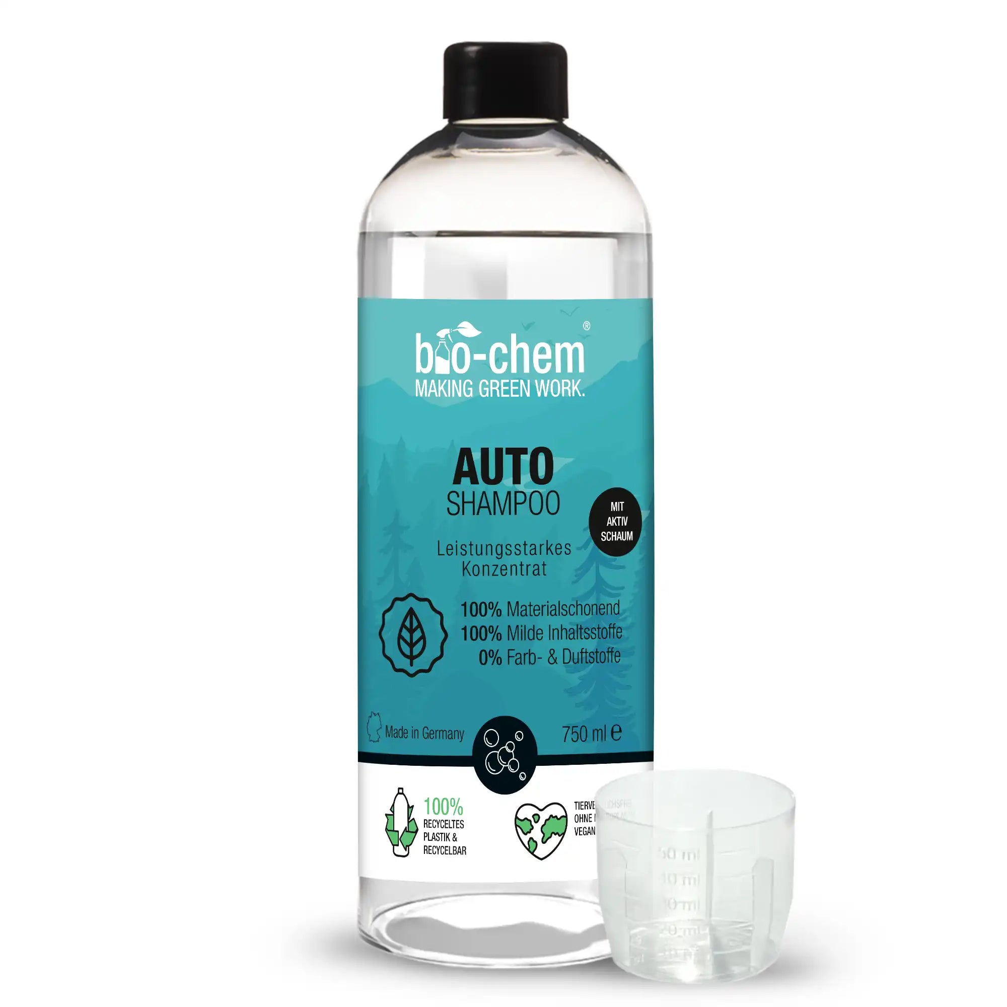 Auto Shampoo Konzentrat mit Messbecher von bio chem fuer lackschonende Fahrzeugreinigung