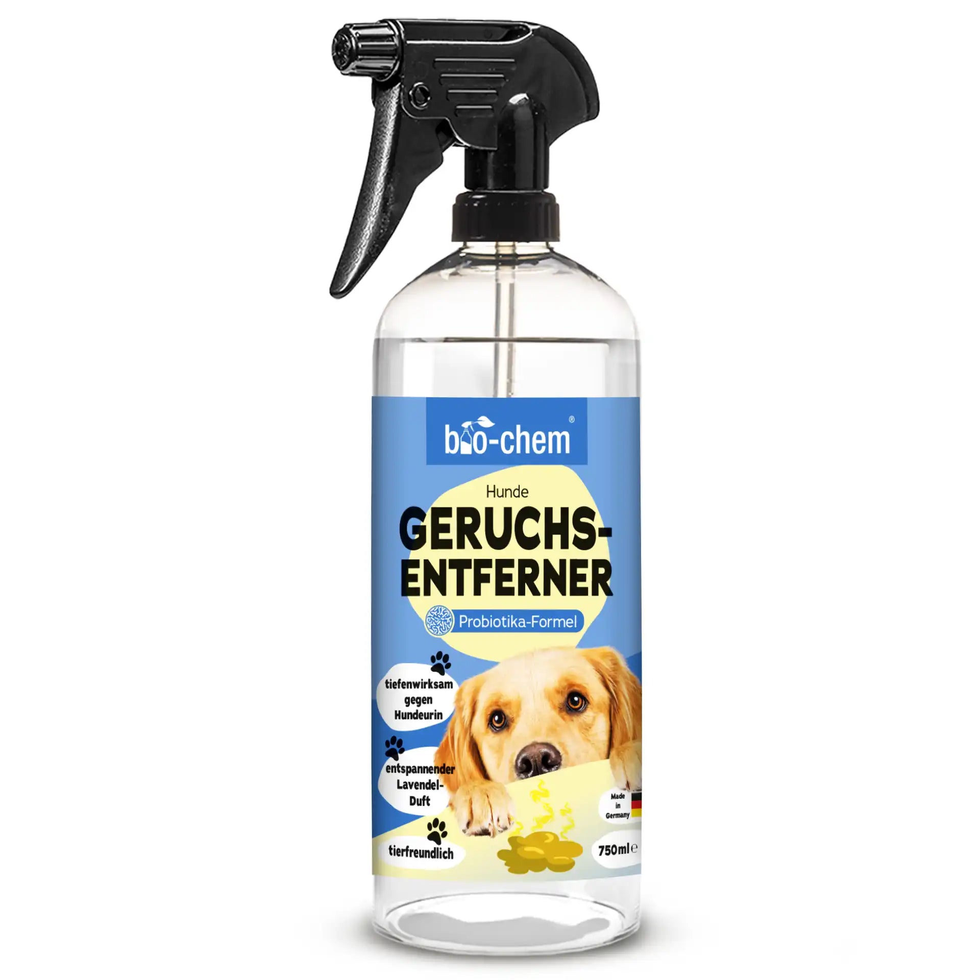 Bio-Chem Hunde Geruchsentferner 750 ml mit Lavendelduft – entfernt Hundeurin und Gerüche tiefenwirksam, tierfreundlich