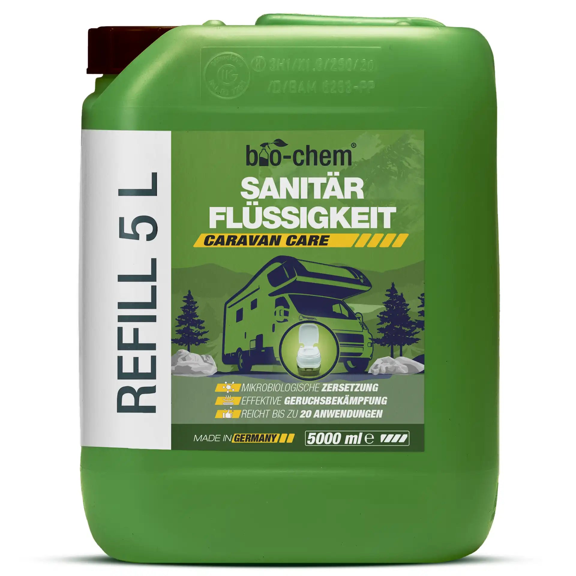 5-Liter-Kanister bio-chem Sanitärflüssigkeit für Wohnmobil und Caravan – Refill für mobile Toiletten