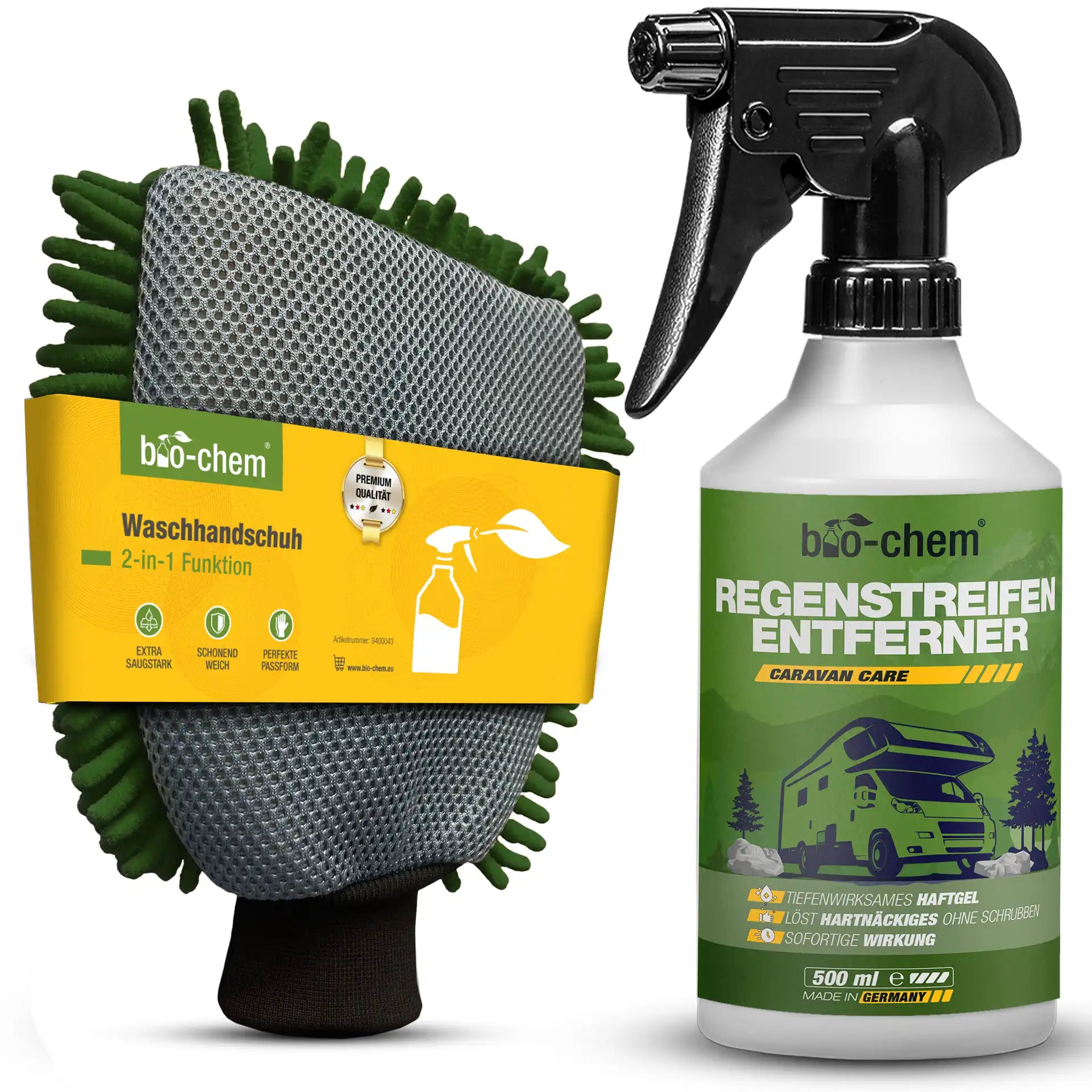 Set aus Regenstreifenentferner und Waschhandschuh fuer Caravanpflege von bio chem