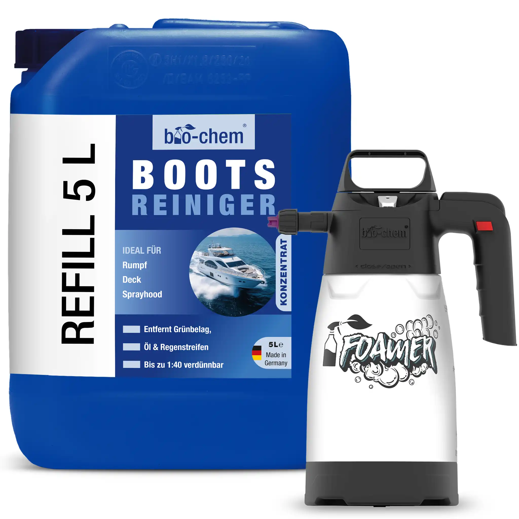 Bootsreiniger 5 Liter mit Foamer – effektive Reinigung für Rumpf, Deck und Sprayhood