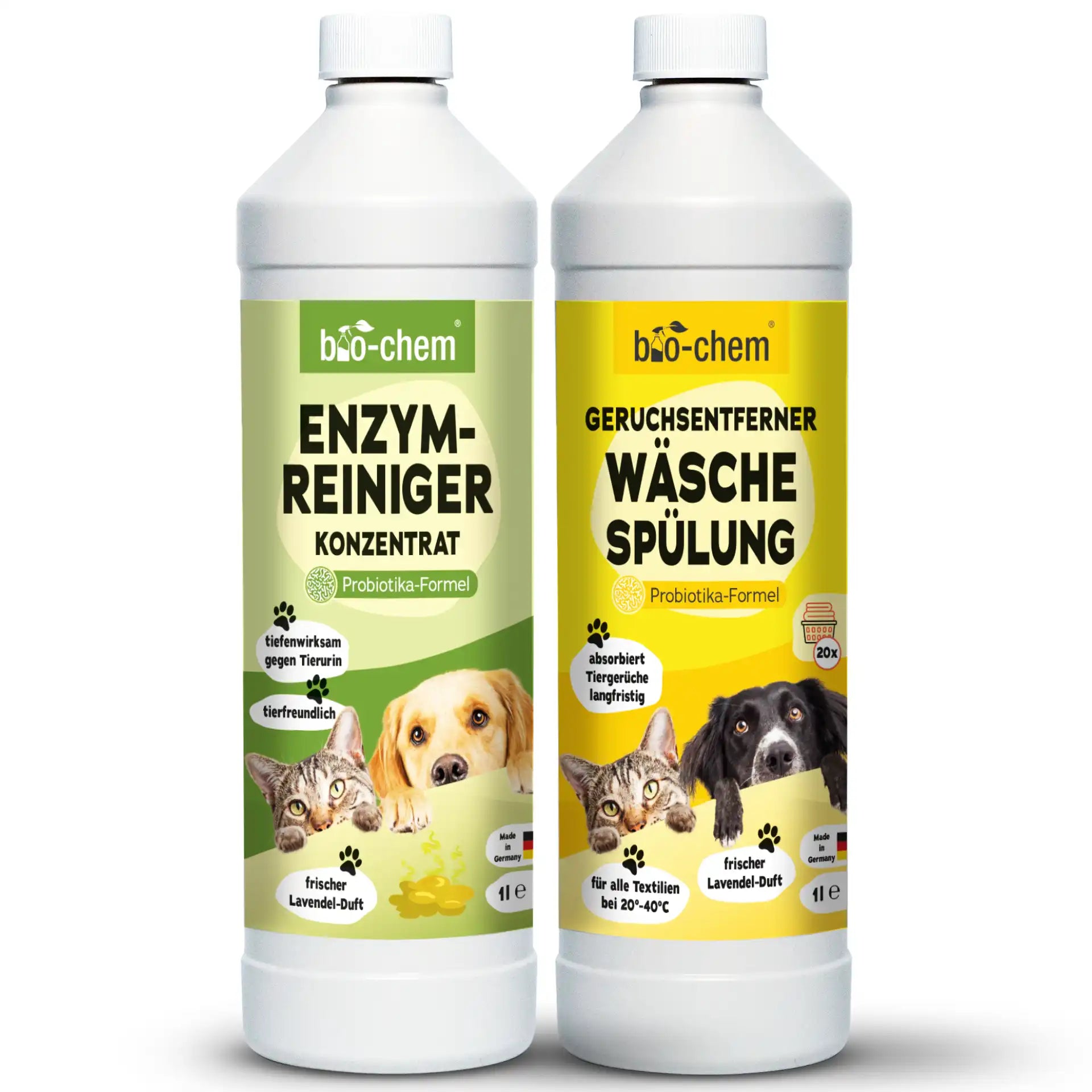 bio-chem Enzymreiniger Konzentrat und Geruchsentferner Wäschespülung – Probiotika-Formel, Lavendelduft, entfernt Tiergerüche nachhaltig