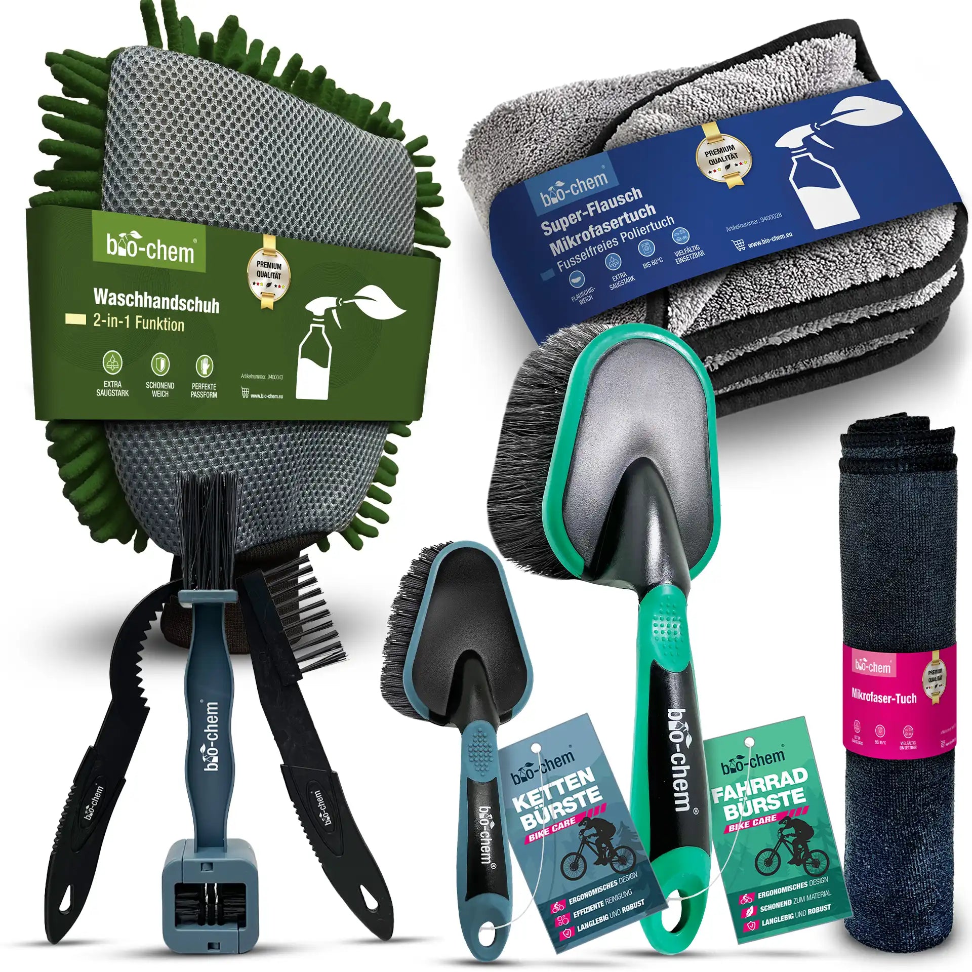 Fahrradreinigung Zubehör-Set (PREMIUM 8-teilig)
