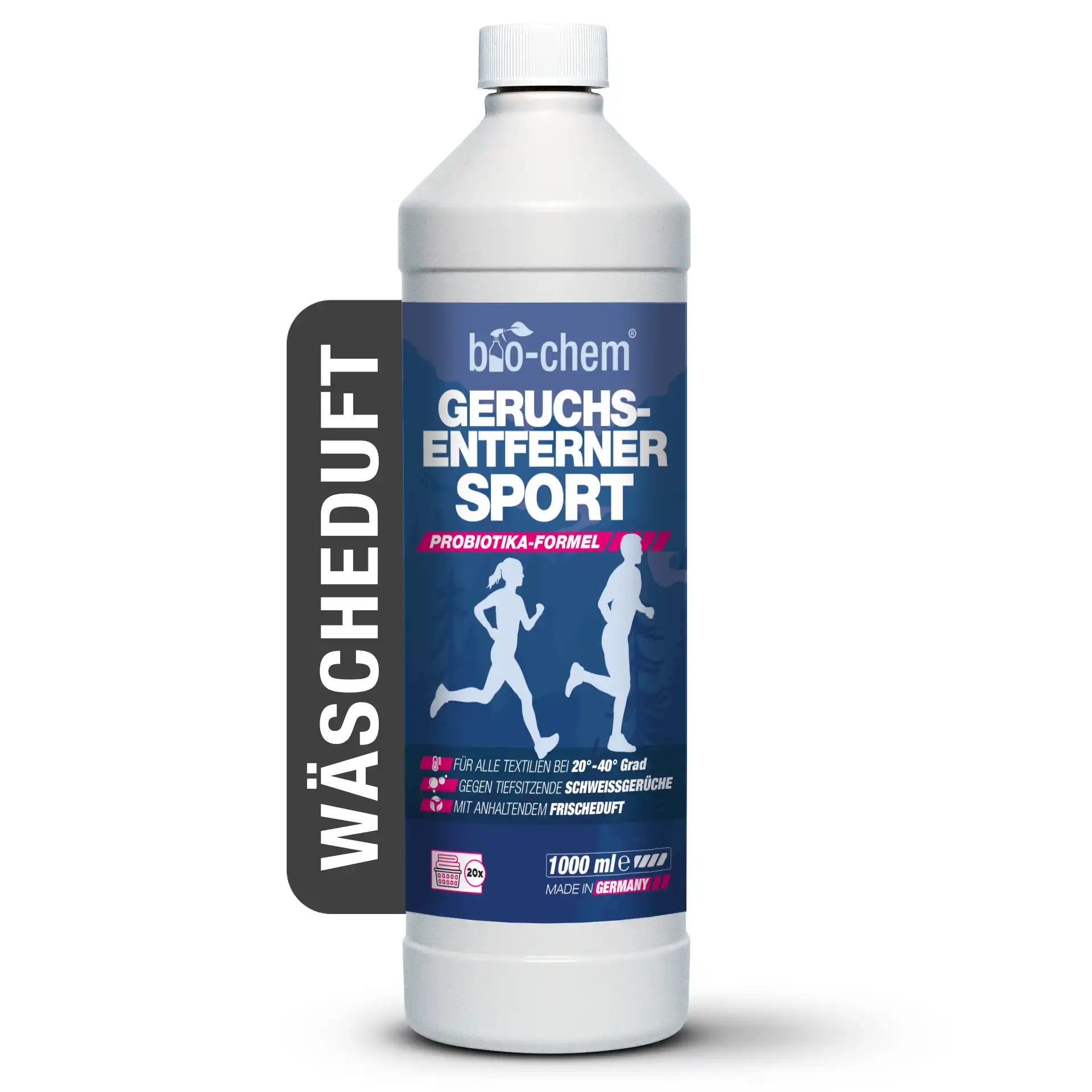 bio-chem Geruchsentferner Sport – Probiotika-Formel gegen Schweißgeruch in Sportkleidung, Frischduft, für alle Textilien bei 20–40 °C