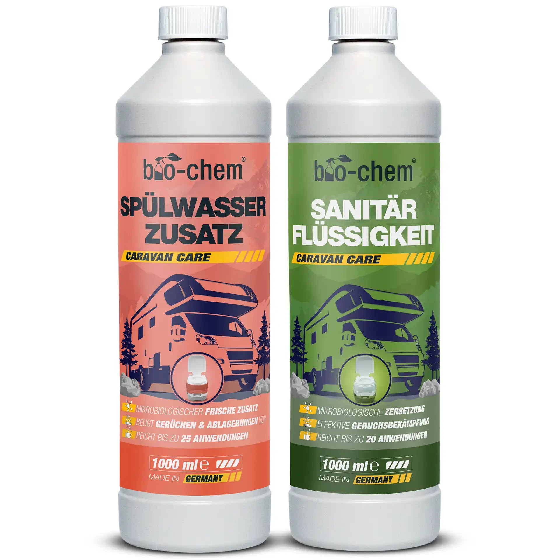Spülwasser Zusatz und Sanitärflüssigkeit für Caravan – 1 Liter Flaschen