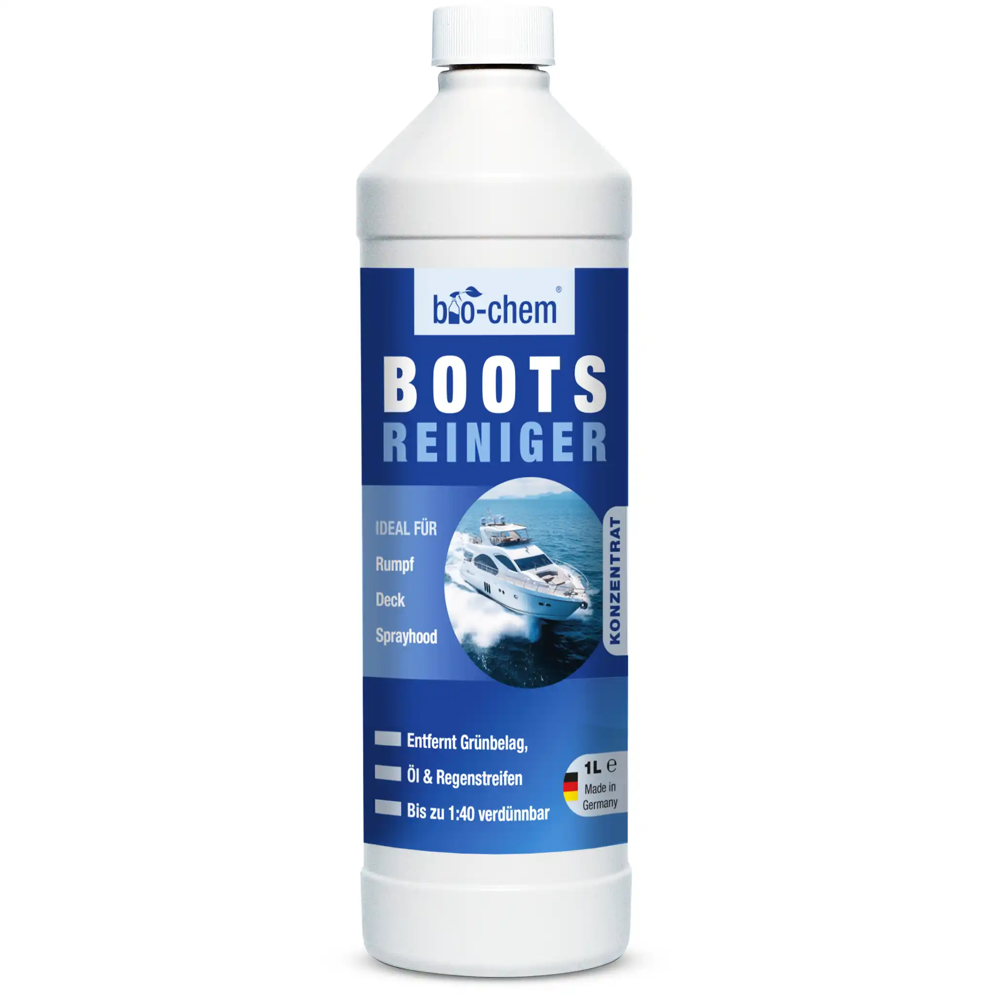 Bootsreiniger 1 Liter – Konzentrat gegen Grünbelag, Öl- und Regenstreifen