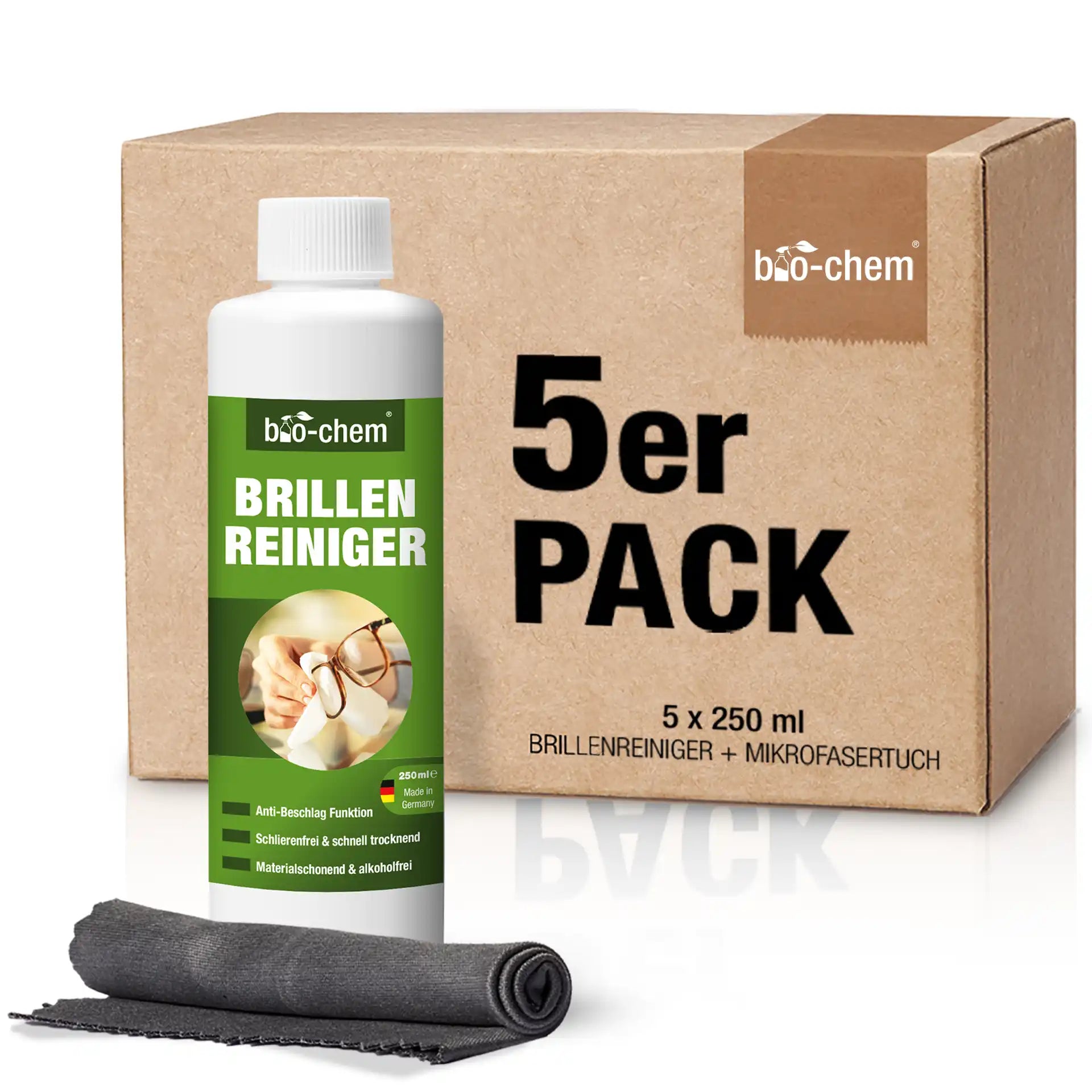 Brillenreiniger (5x 250 ML + Tuch)