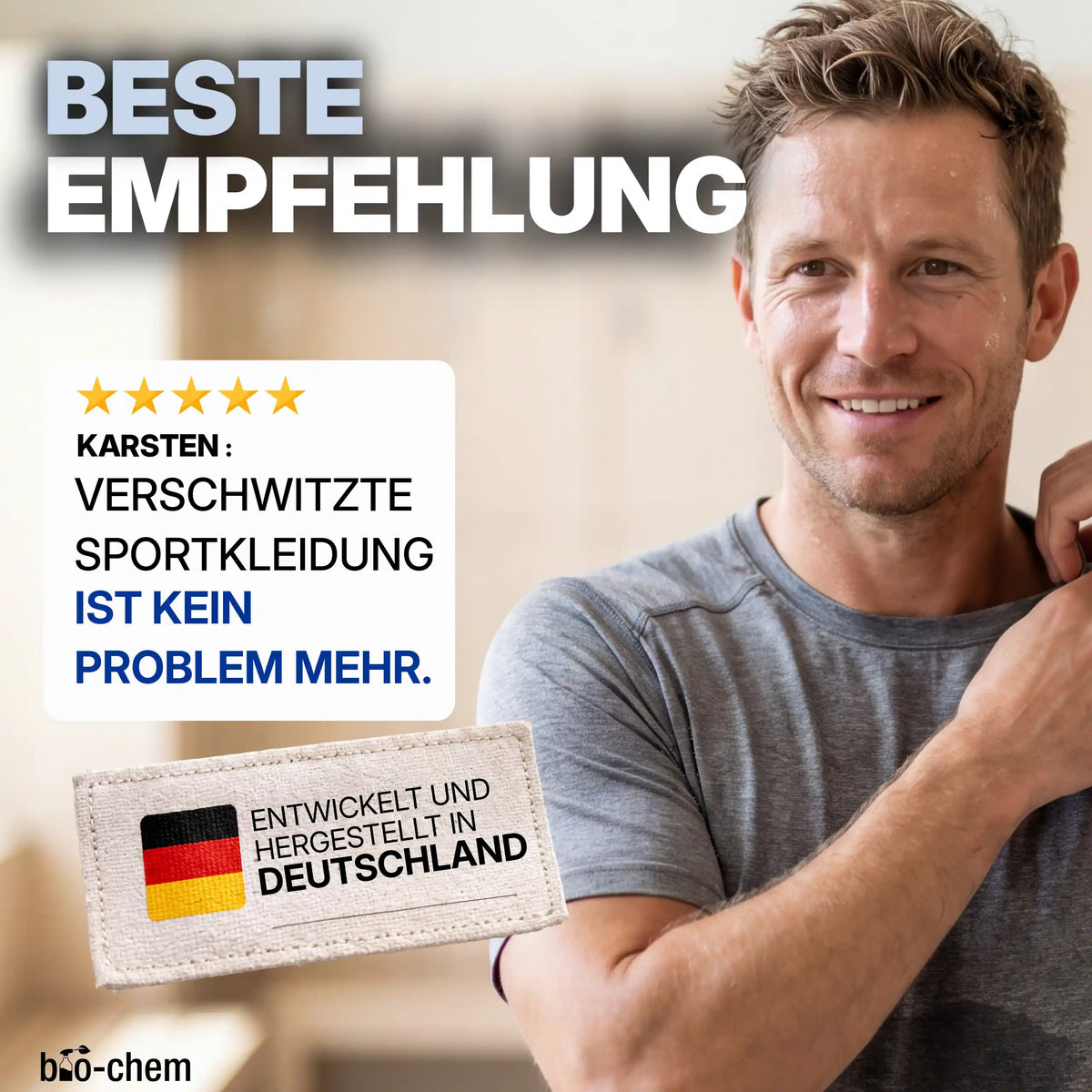 Beste Empfehlung von Karsten: Entfernt zuverlässig hartnäckigen Schweißgeruch aus Sportkleidung.