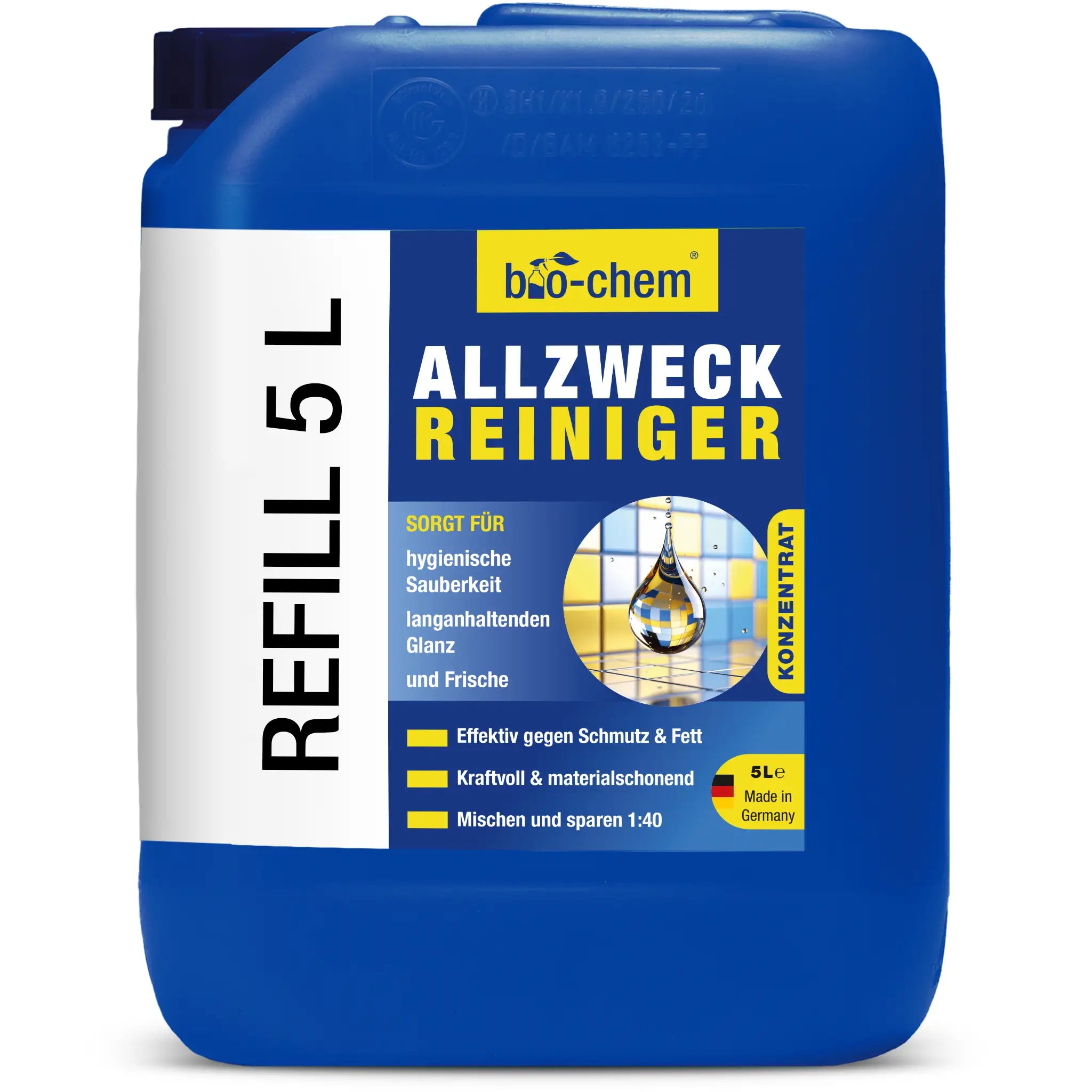 Bad- &amp; Sanitärreiniger im 5 l Refill-Kanister, stark gegen Kalk, Flecken und Wasserränder von bio-chem