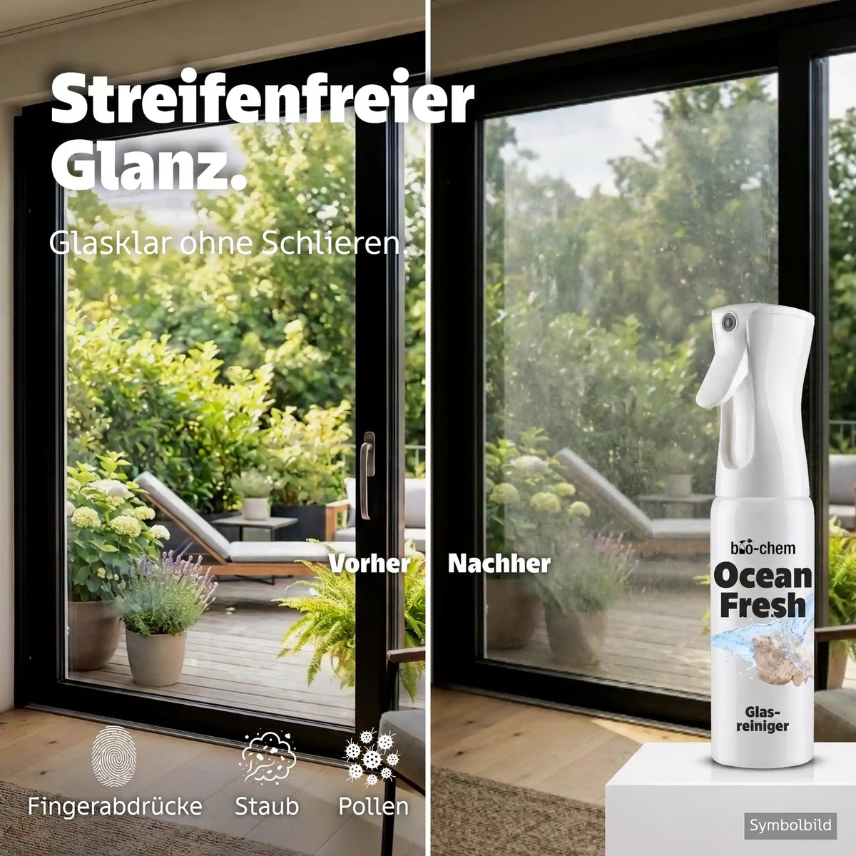 glasreiniger anwendung fingerabdrücke staub pollen