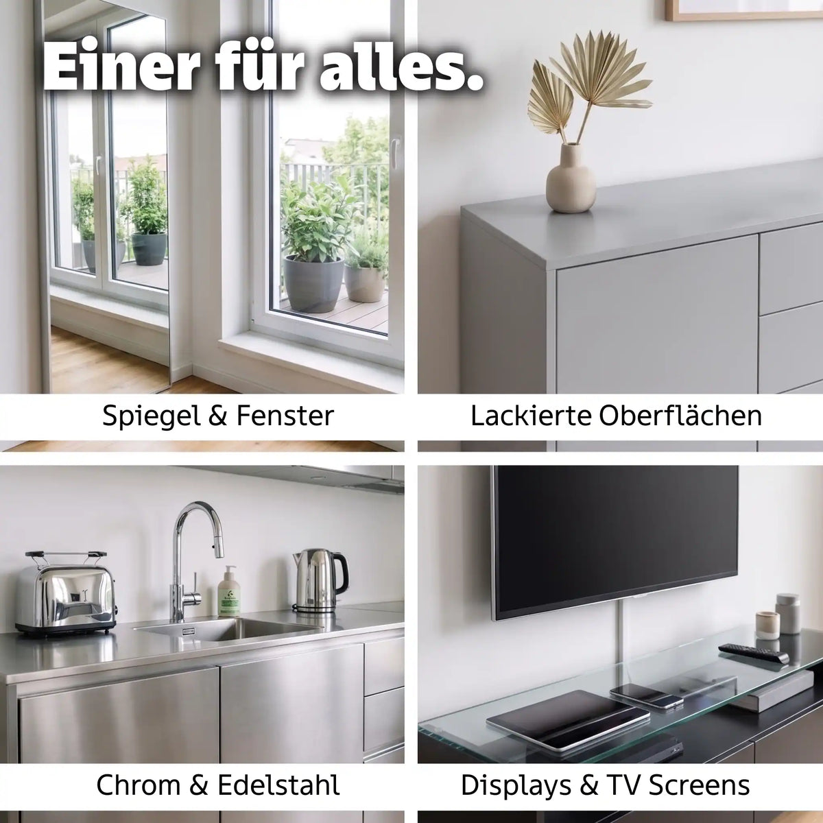 material anwendung spiegel fenster lackierte flächen chrom edelstahl displays tv