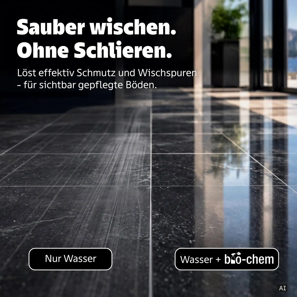 Vorher Nachher Boden streifenrei rückstandsfrei