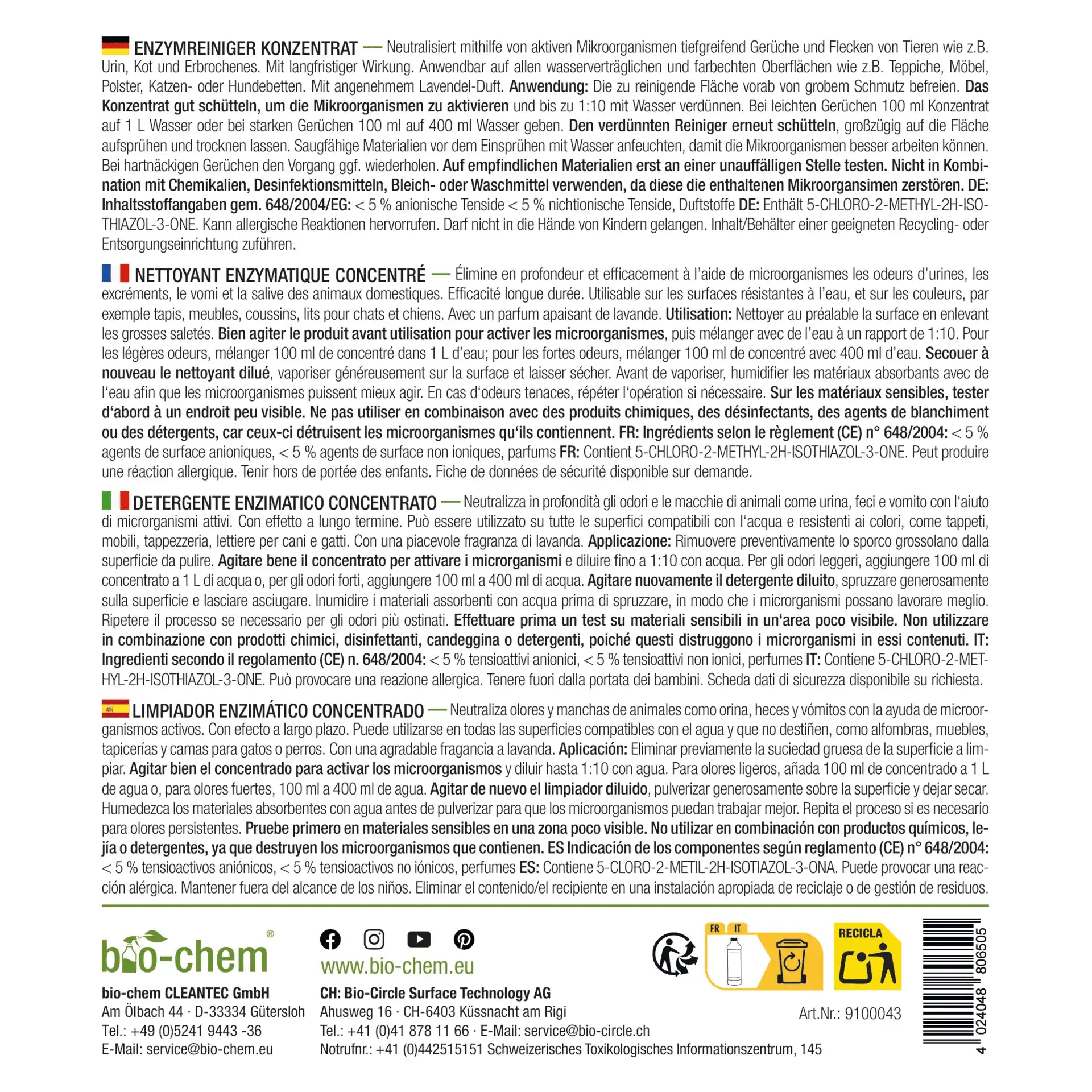 Enyzmreiniger Etikett