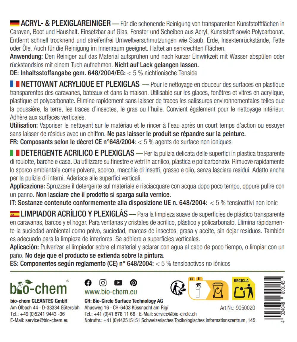 Acryl- & Plexiglas-Reiniger (750 ML + Tuch)
