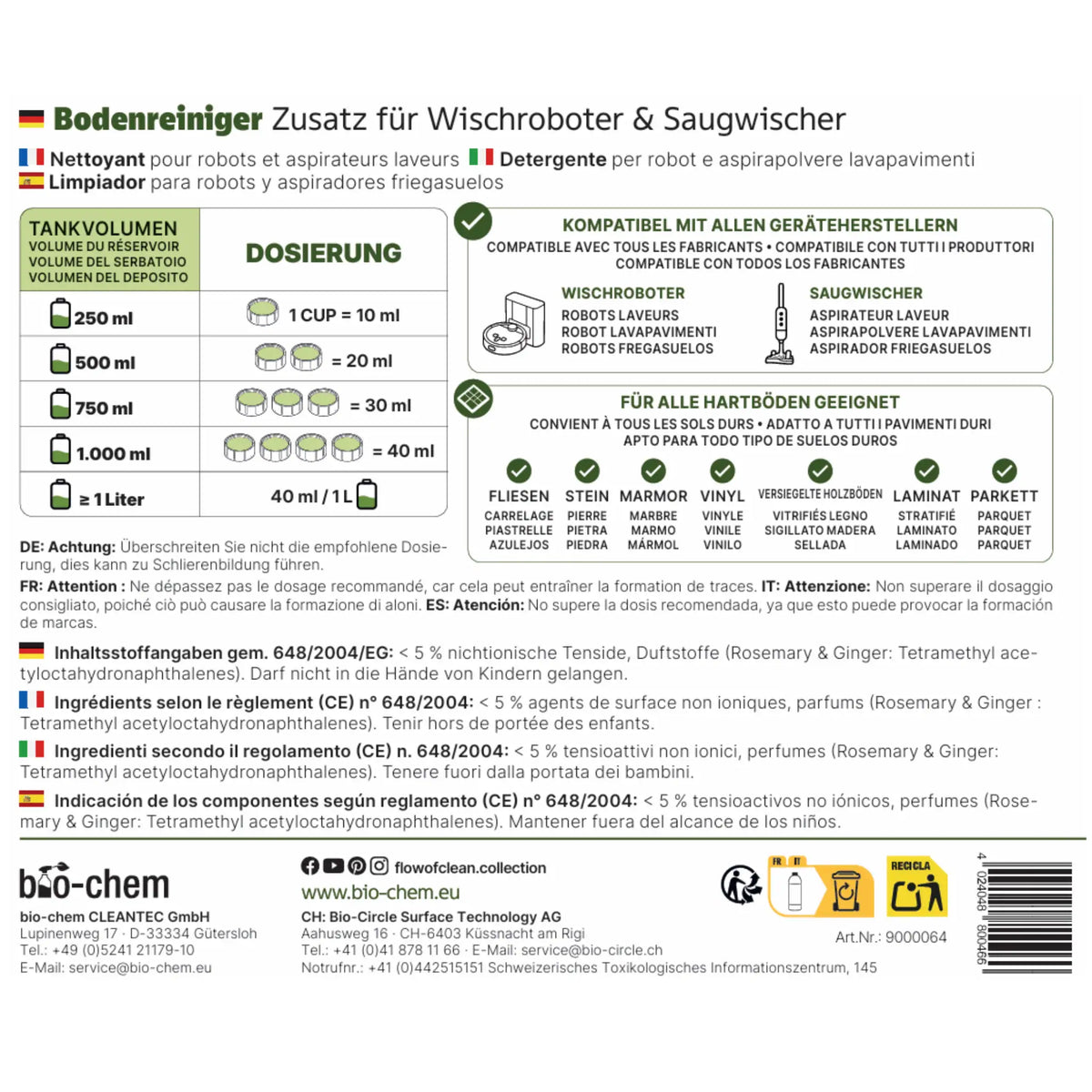 Etikett Wischroboter Reinigungsmittel