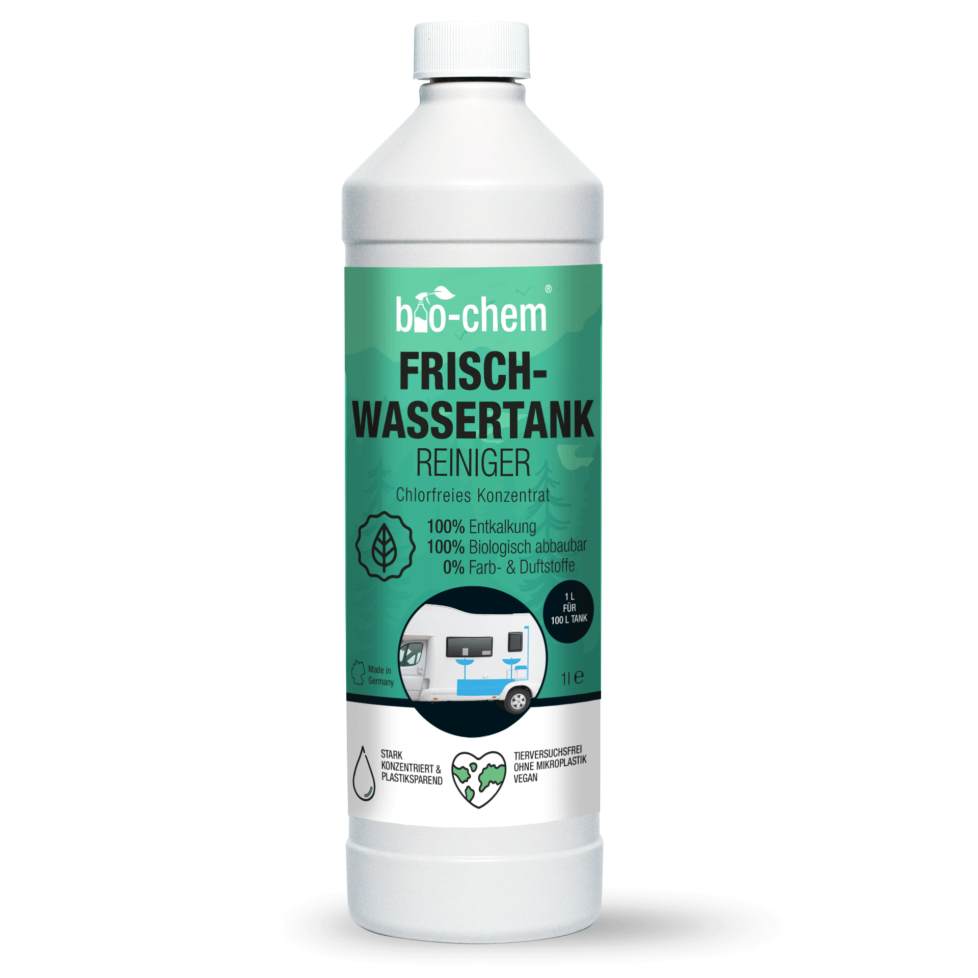 Produktbild 1 Liter Flasche Frischwassertank-Reiniger der Marke bio-chem